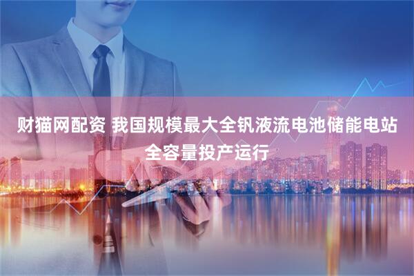 财猫网配资 我国规模最大全钒液流电池储能电站全容量投产运行